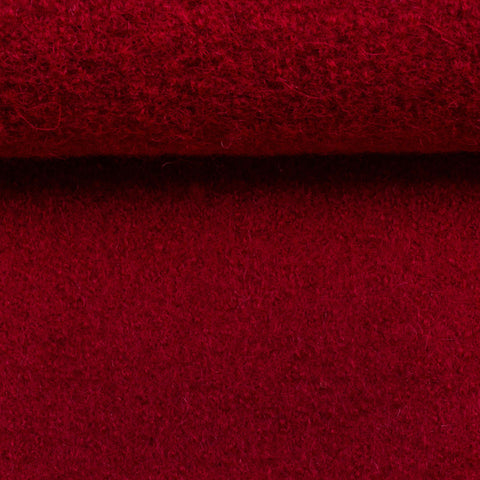 Boiled Merino Wool Plain Red