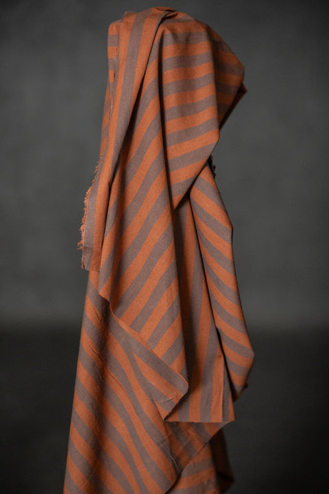 Double Chocolate Organic Cotton/Linen Stripe