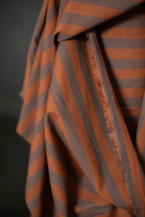Double Chocolate Organic Cotton/Linen Stripe
