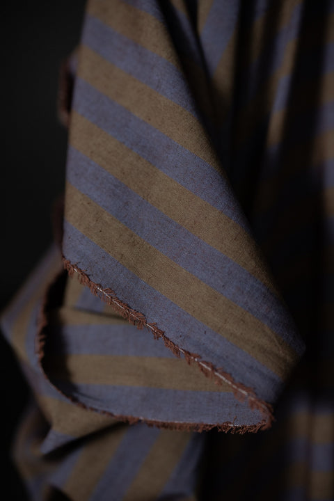 Leafy Plum Organic Cotton/Linen Stripe