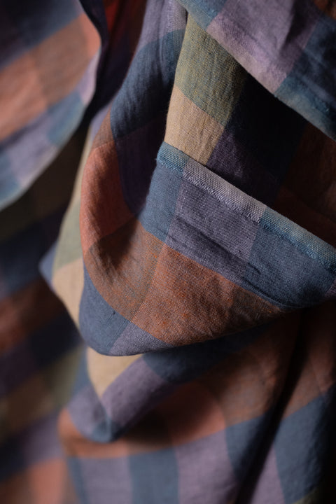 Fig and Bramble European Laundered Linen Check