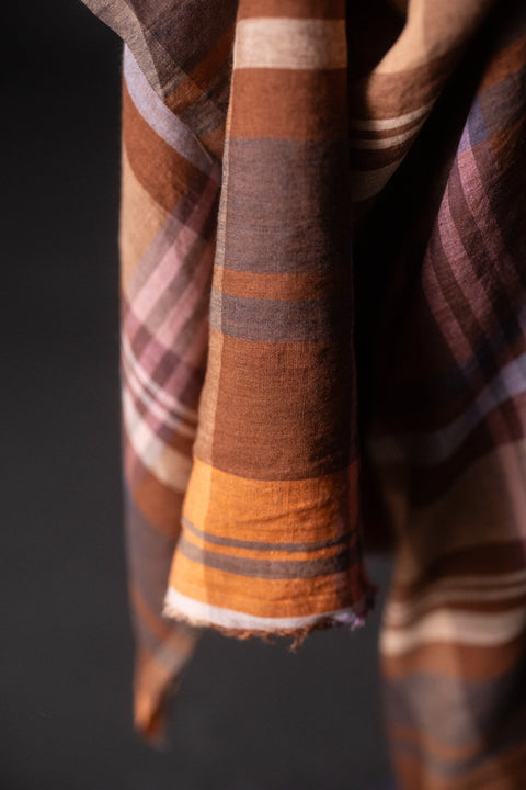 Chatou Rust European Laundered Linen Check