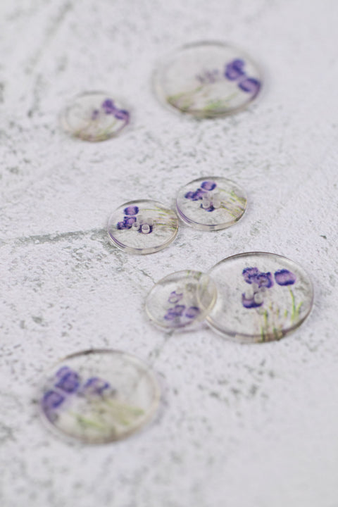Clear Flower 4 Hole Purple
