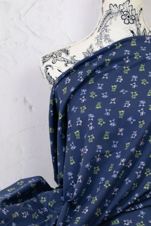 Avalana by STOF - Printed Cotton Jersey - Baby & Teddy Bear - Blue