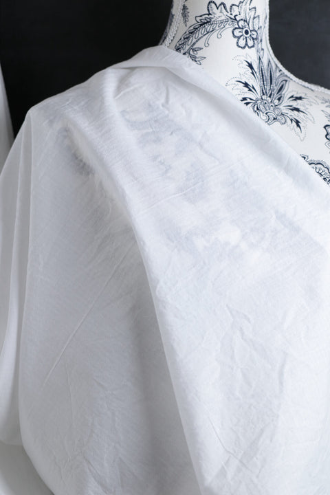 Cotton Dobby Feint Stripe White