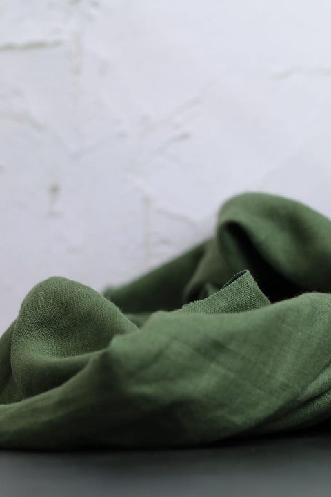 European Plain Dyed Linen Forest Green