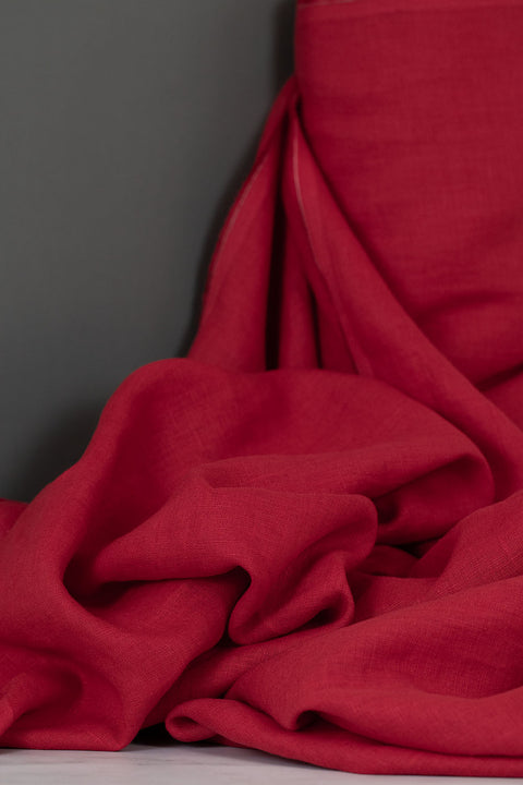 European Plain Dyed Linen Red