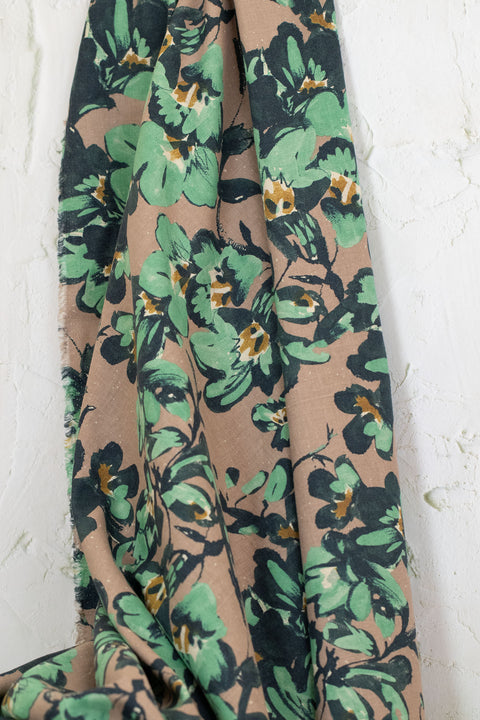 Floral Printed Cotton/Linen Pink