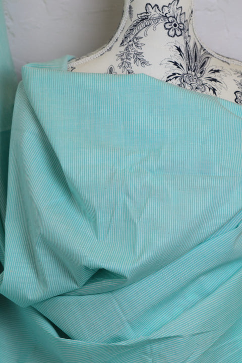 Indian Handwoven Cotton Pinstripe Aqua