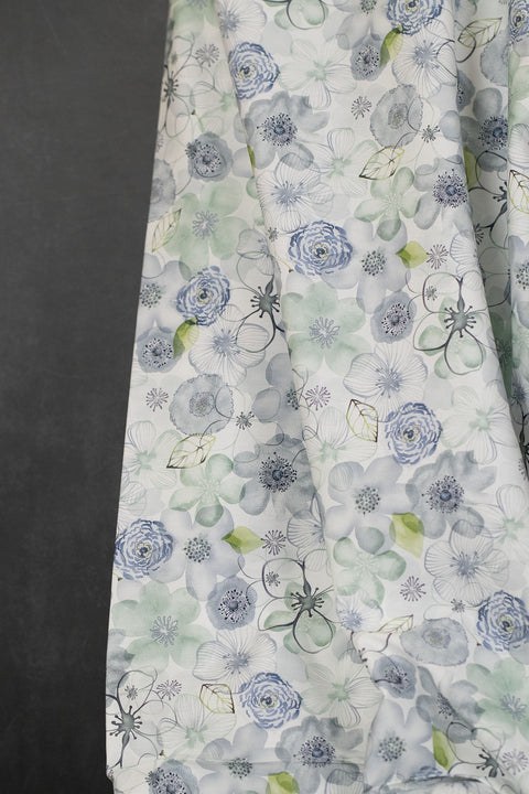 Floral Organic Poplin Blue