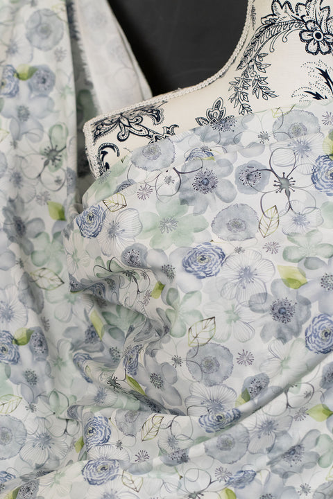 Floral Organic Poplin Blue
