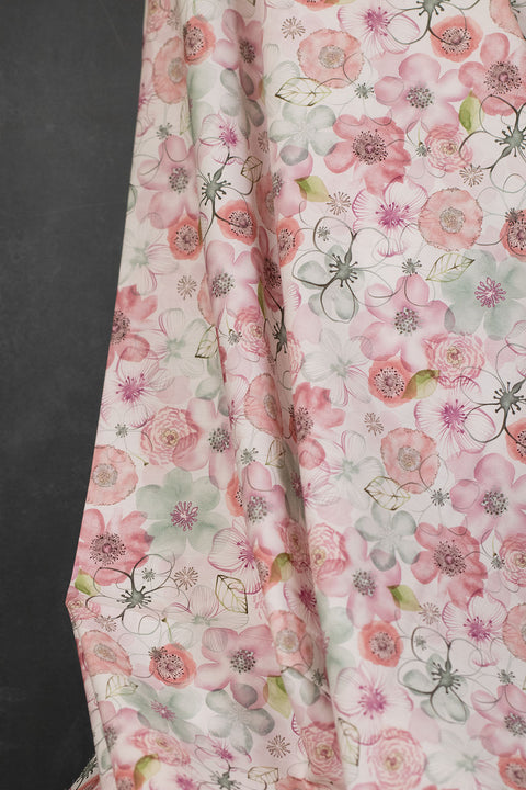 Floral Organic Poplin Pink