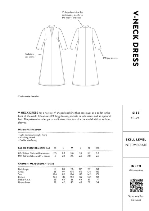 V-Neck Dress pattern information