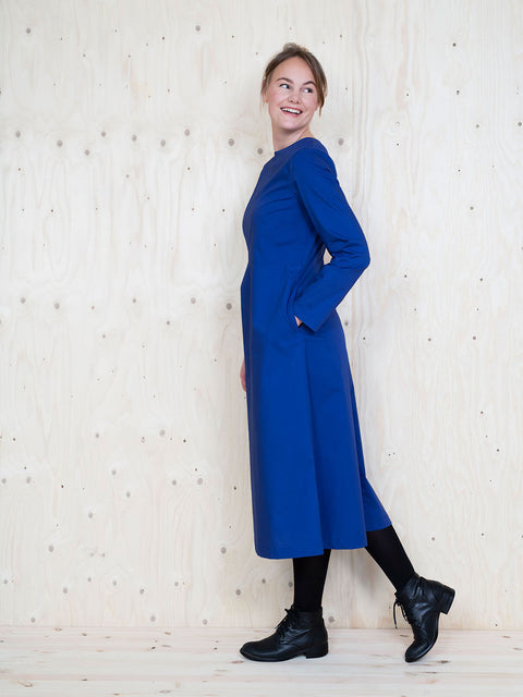 Multi Sleeve Midi Dress blue side