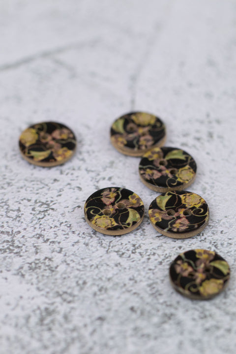 Coconut Floral 2 Hole Black