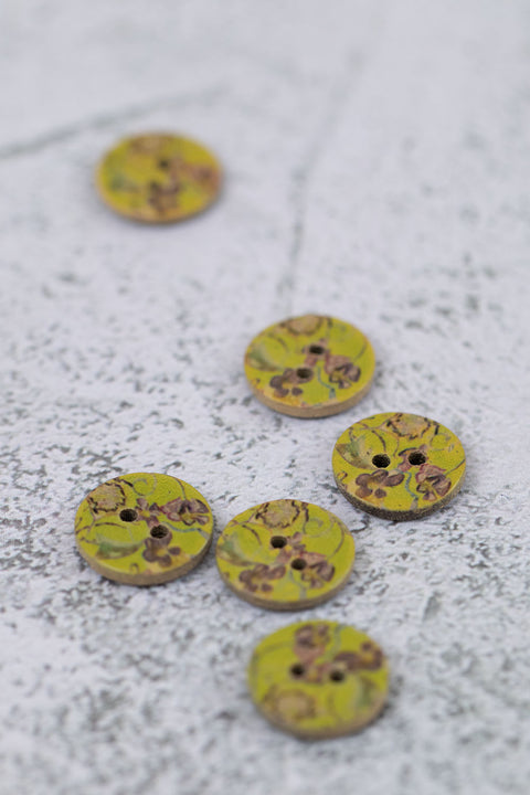 Coconut Floral 2 Hole Chartreuse