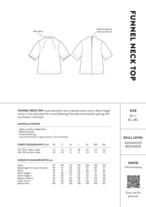 Funnel neck top pattern information