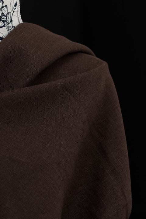 European Plain Dyed Linen Dark Earth