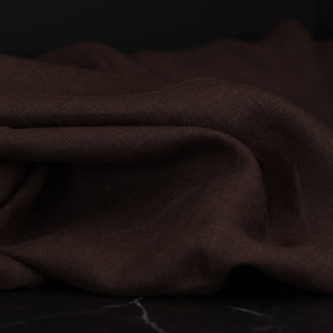 European Plain Dyed Linen Dark Earth
