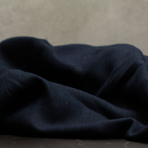 European Plain Dyed Linen Dark Blue