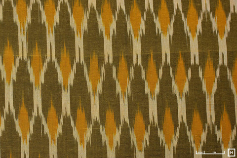 Handwoven Organic Cotton Ikat Orange/Khaki