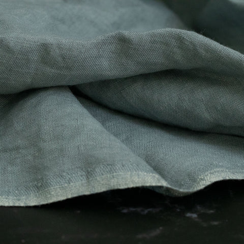 Lithuanian Plain Dyed Linen Washed Green-Grey