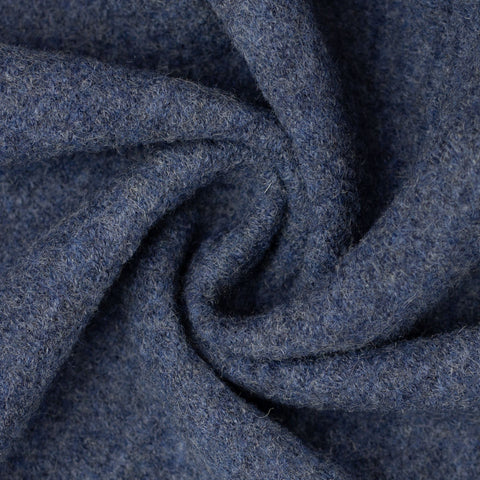 Boiled Merino Wool Melange Denim Blue