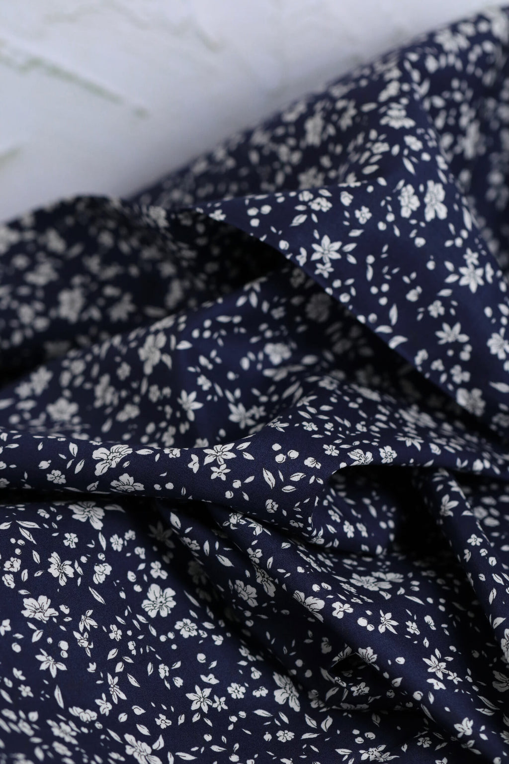 OSKikkä Cotton Printed Floral Lawn Dark Blue