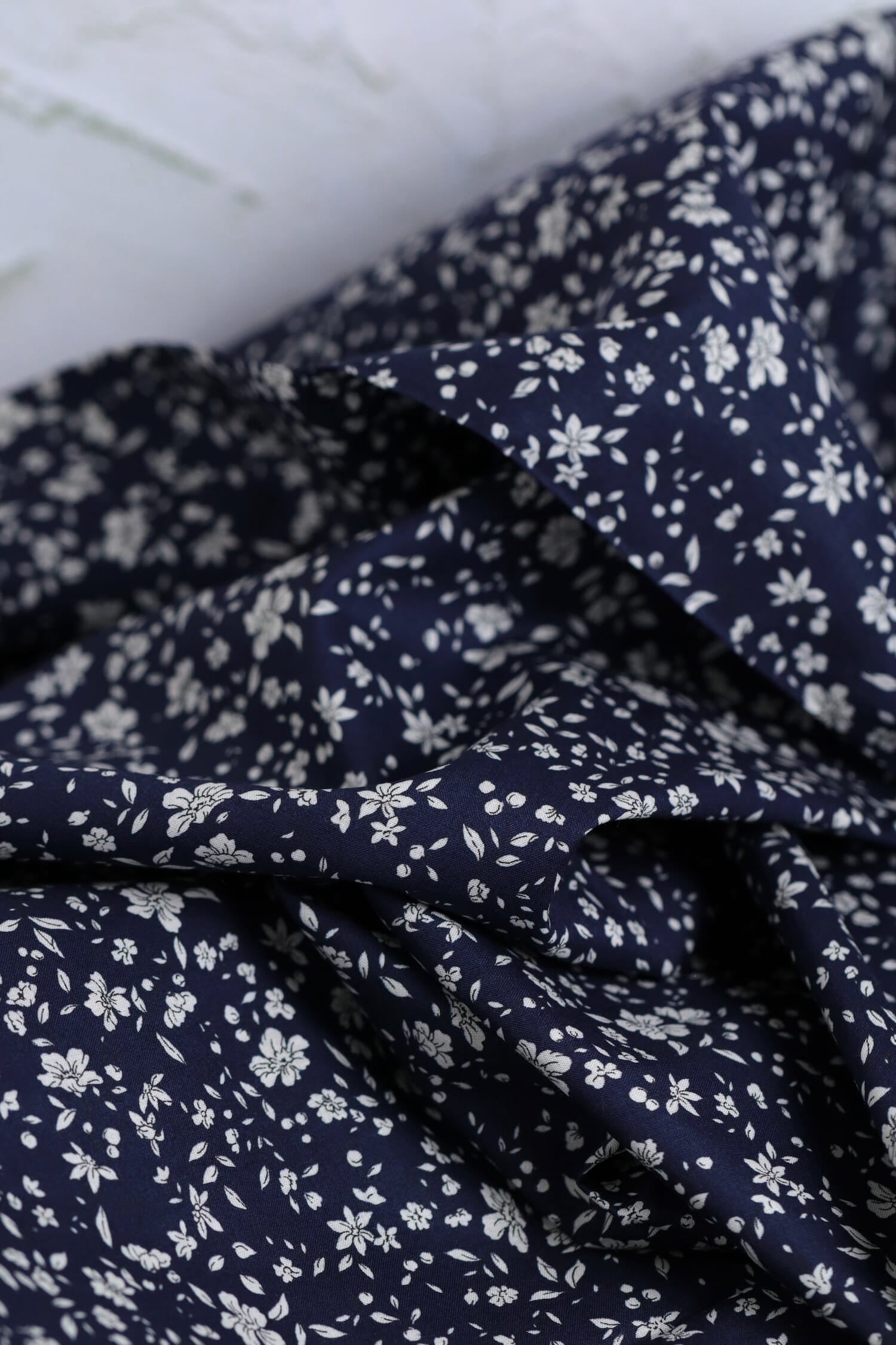 OSKikkä Cotton Printed Floral Lawn Dark Blue