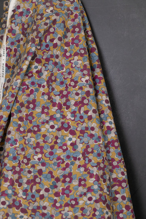 Cotton Printed Lawn Floral Mustard