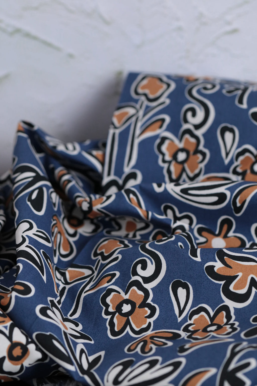 OSKikkä Printed Floral Cotton Poplin Blue