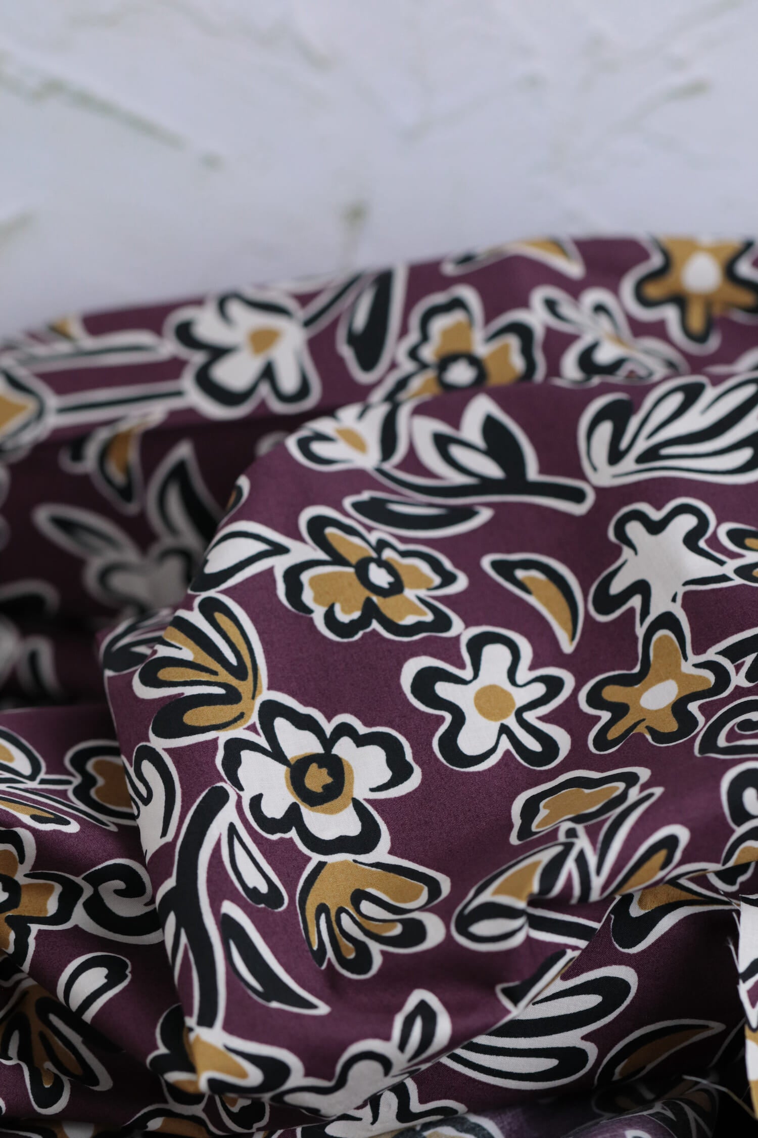 OSKikkä Printed Floral Cotton Poplin Plum