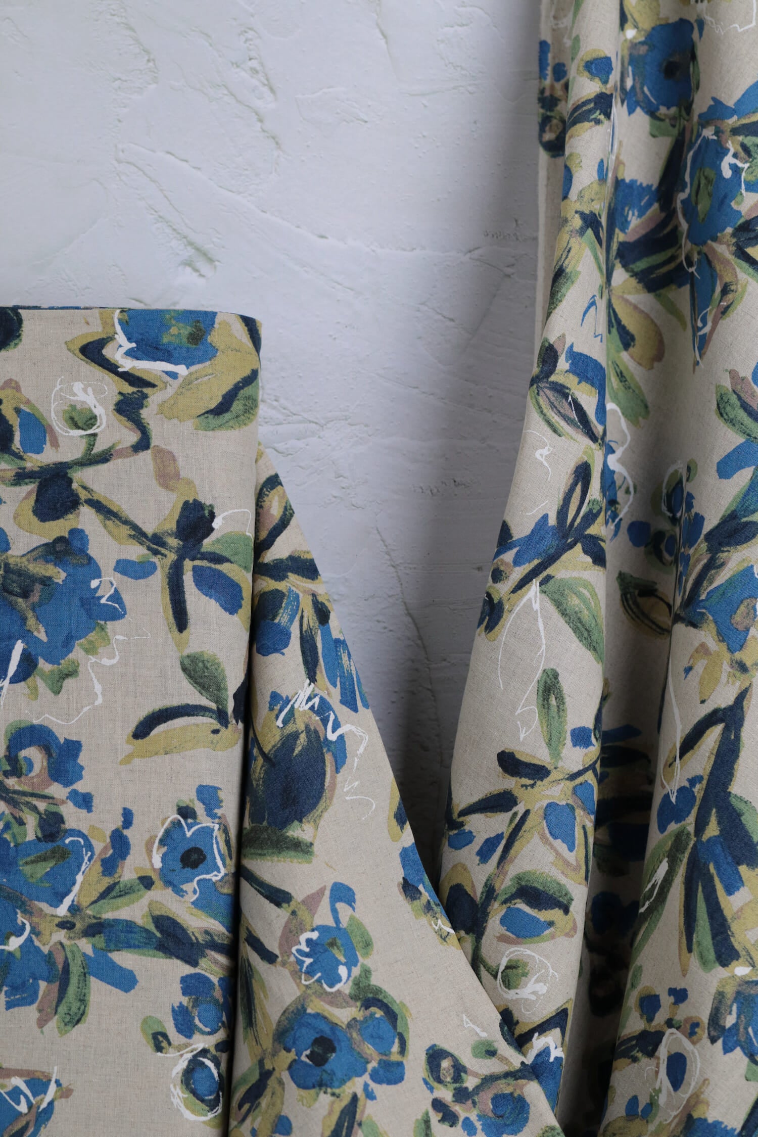 OSKikkä Linen/Cotton Printed Floral Blue