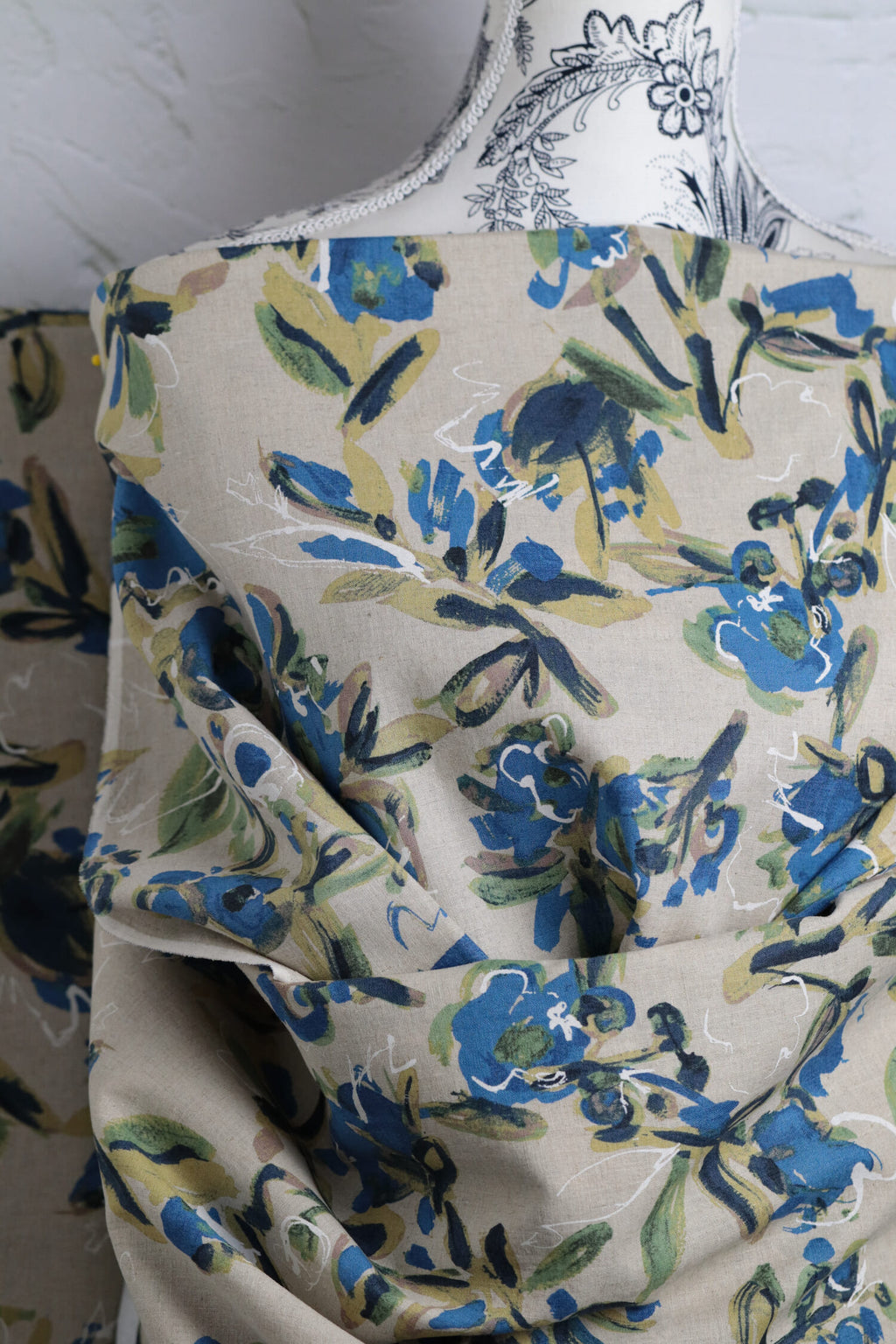 OSKikkä Linen/Cotton Printed Floral Blue