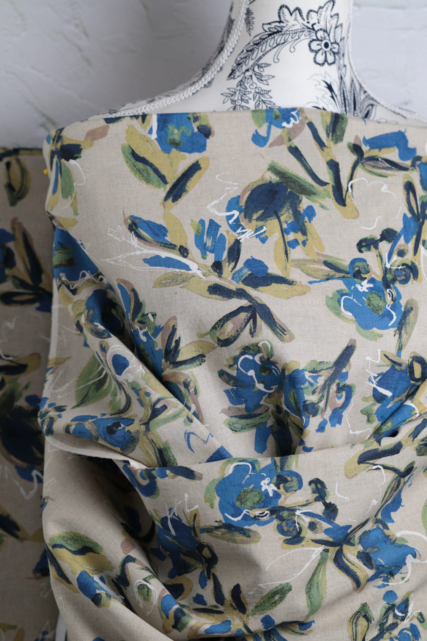 OSKikkä Linen/Cotton Printed Floral Blue