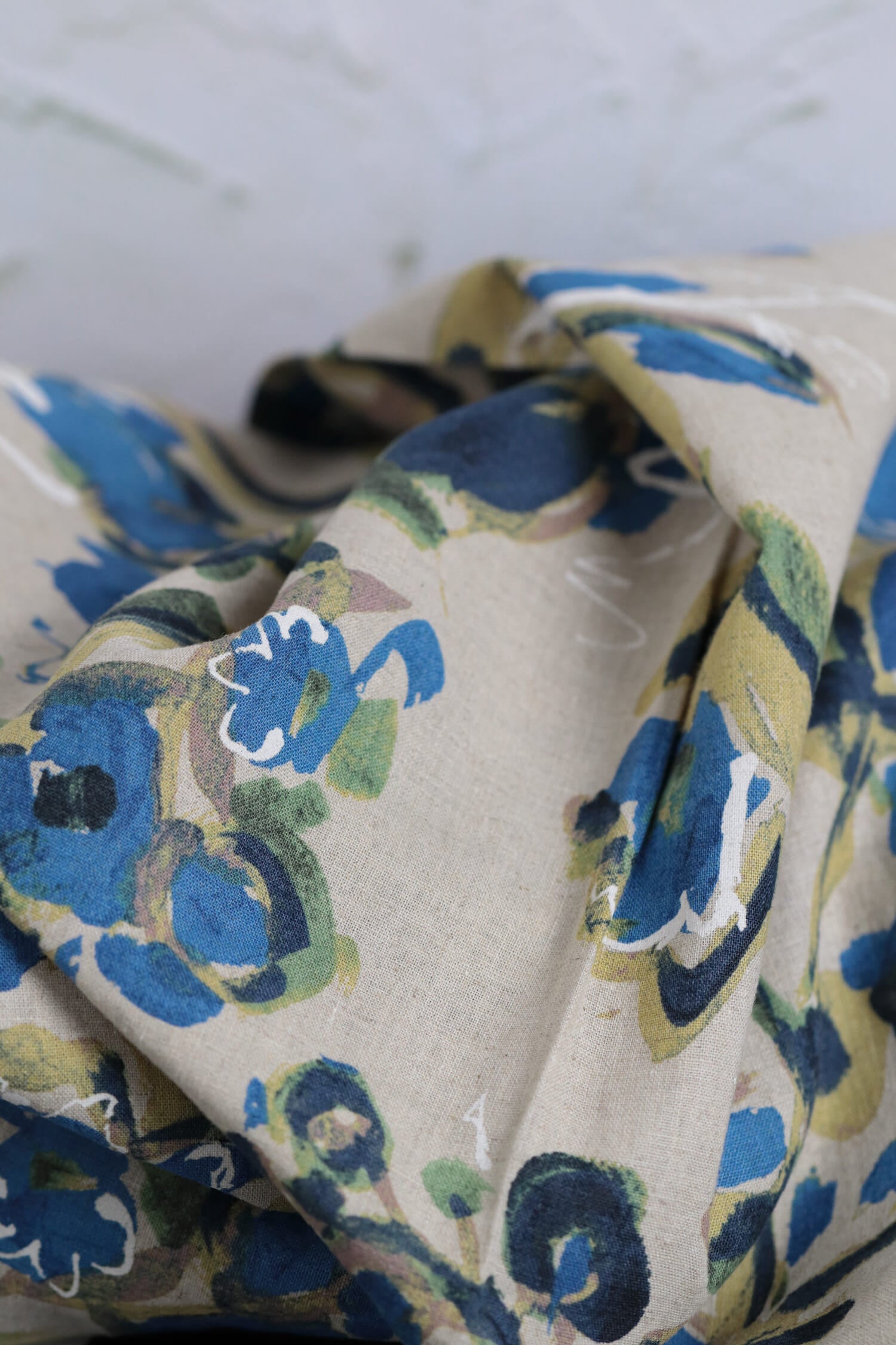 OSKikkä Linen/Cotton Printed Floral Blue
