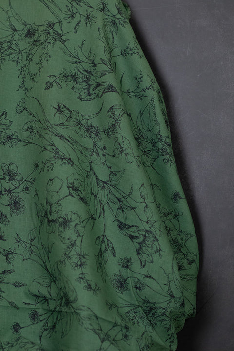 Linen/Cotton Floral Sketch Green