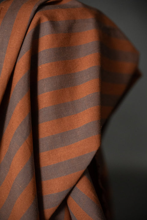 Double Chocolate Organic Cotton/Linen Stripe