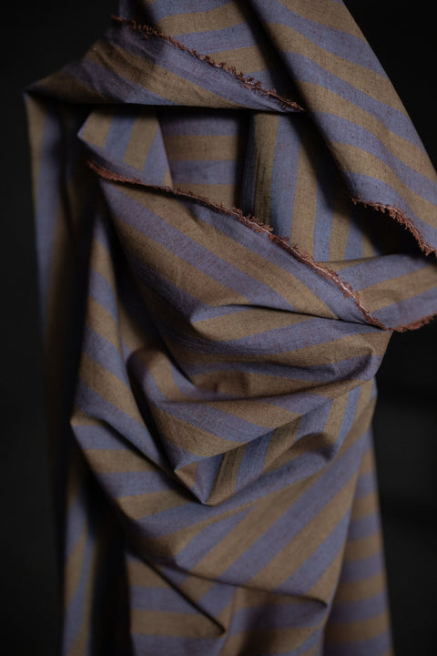 Leafy Plum Organic Cotton/Linen Stripe