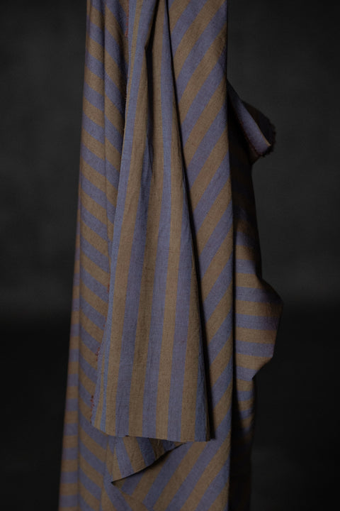 Leafy Plum Organic Cotton/Linen Stripe
