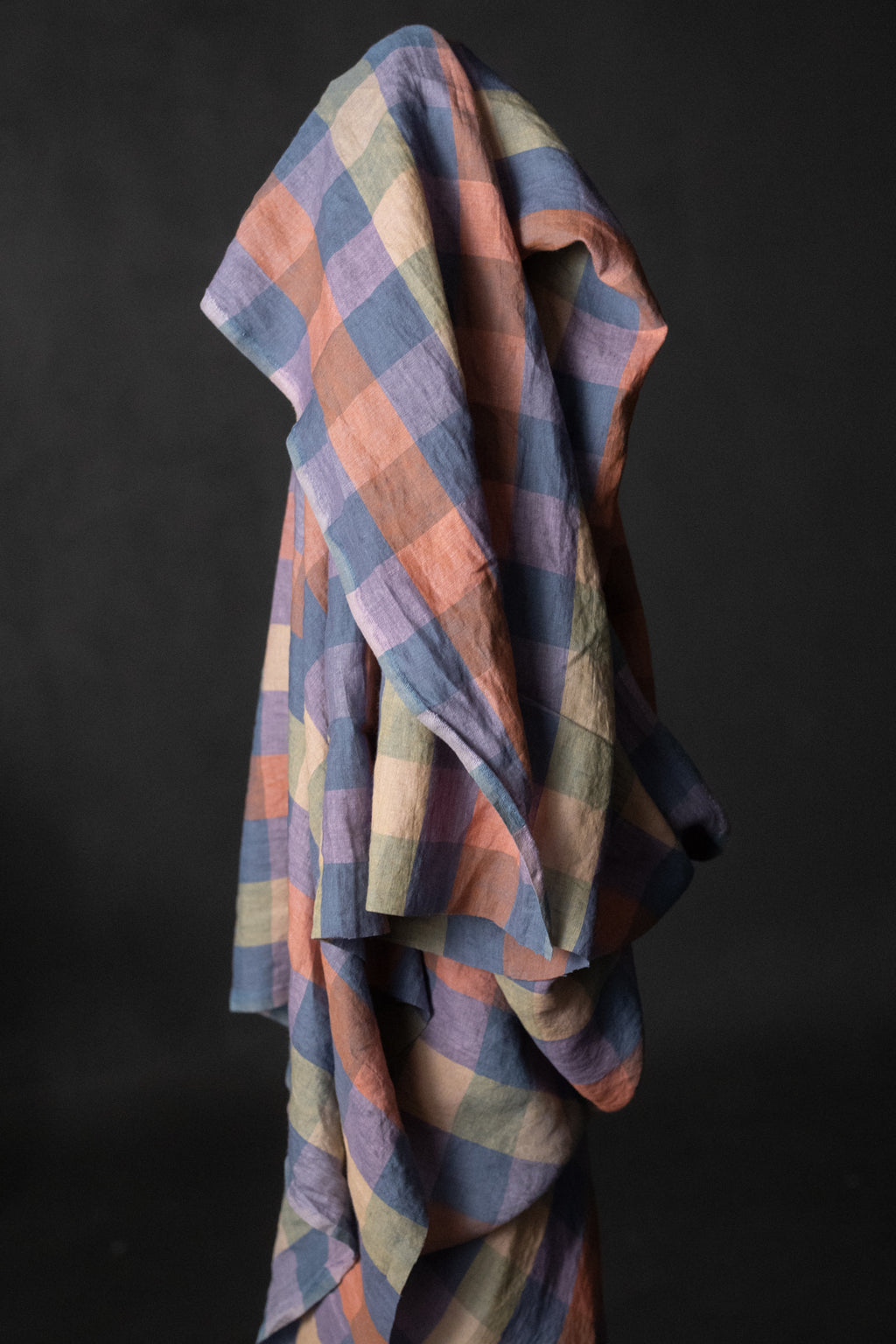 Fig and Bramble European Laundered Linen Check (Remnant)