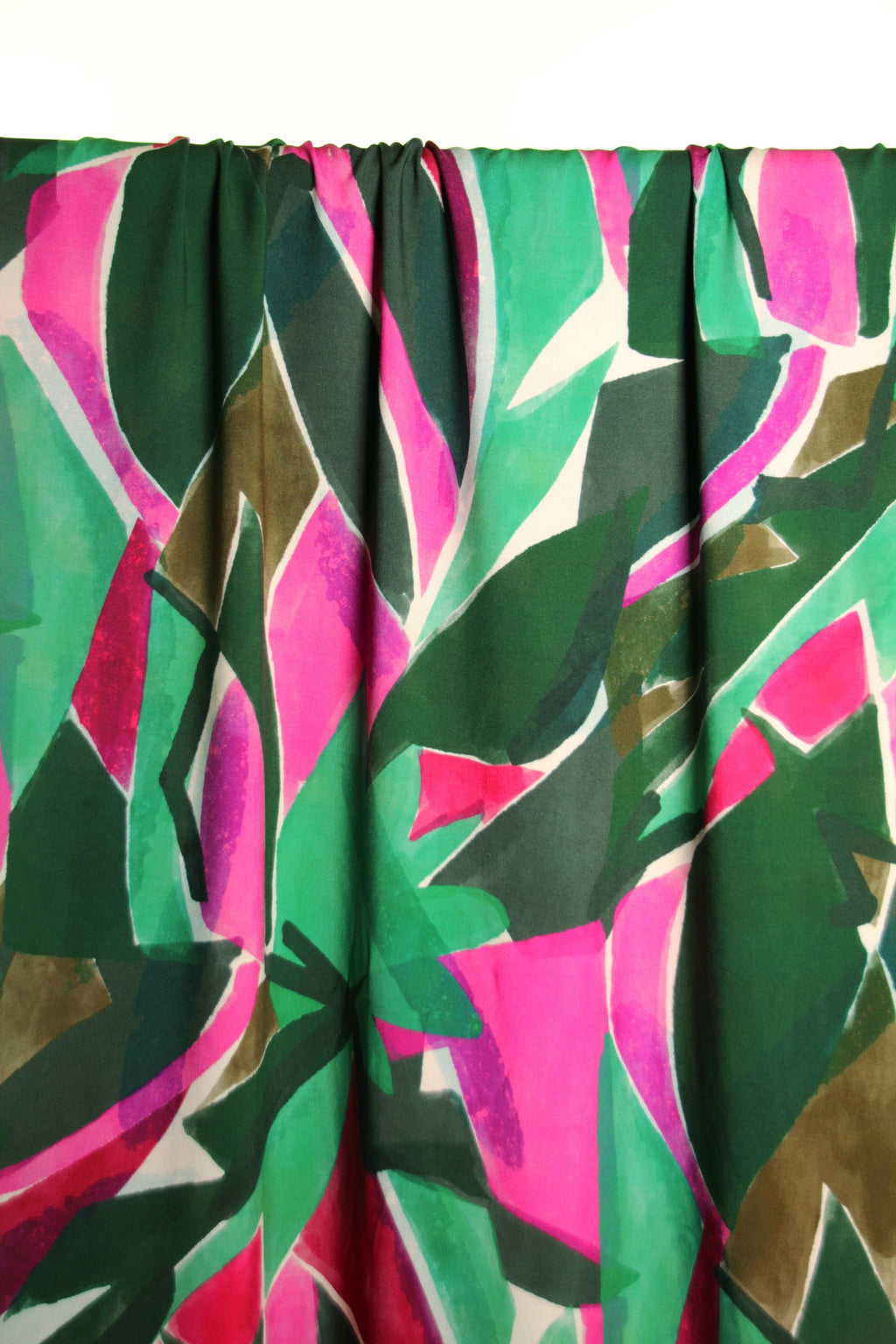Pink & Green Abstracts Leaves Viscose