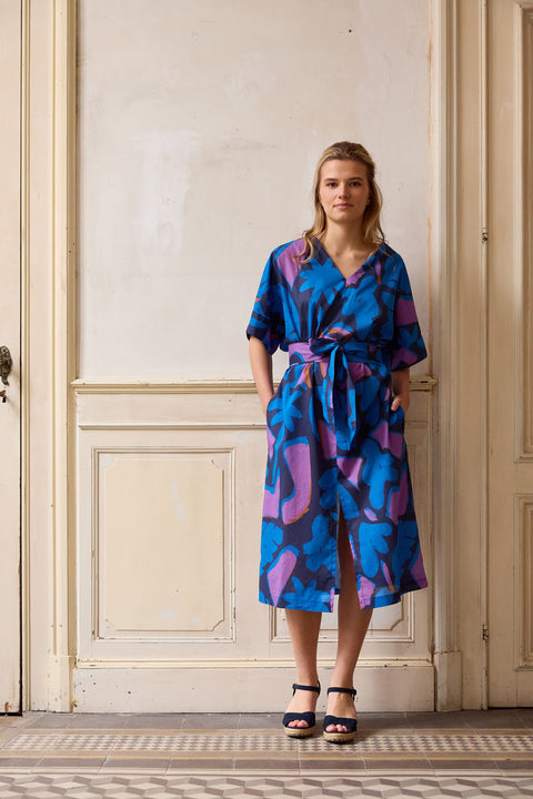 Blue & Lilac Abstract Cotton