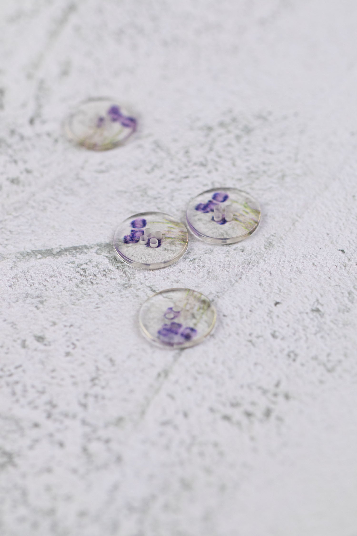 Clear Flower 4 Hole Purple