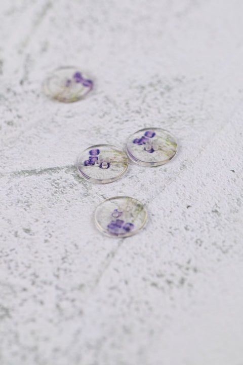 Clear Flower 4 Hole Purple