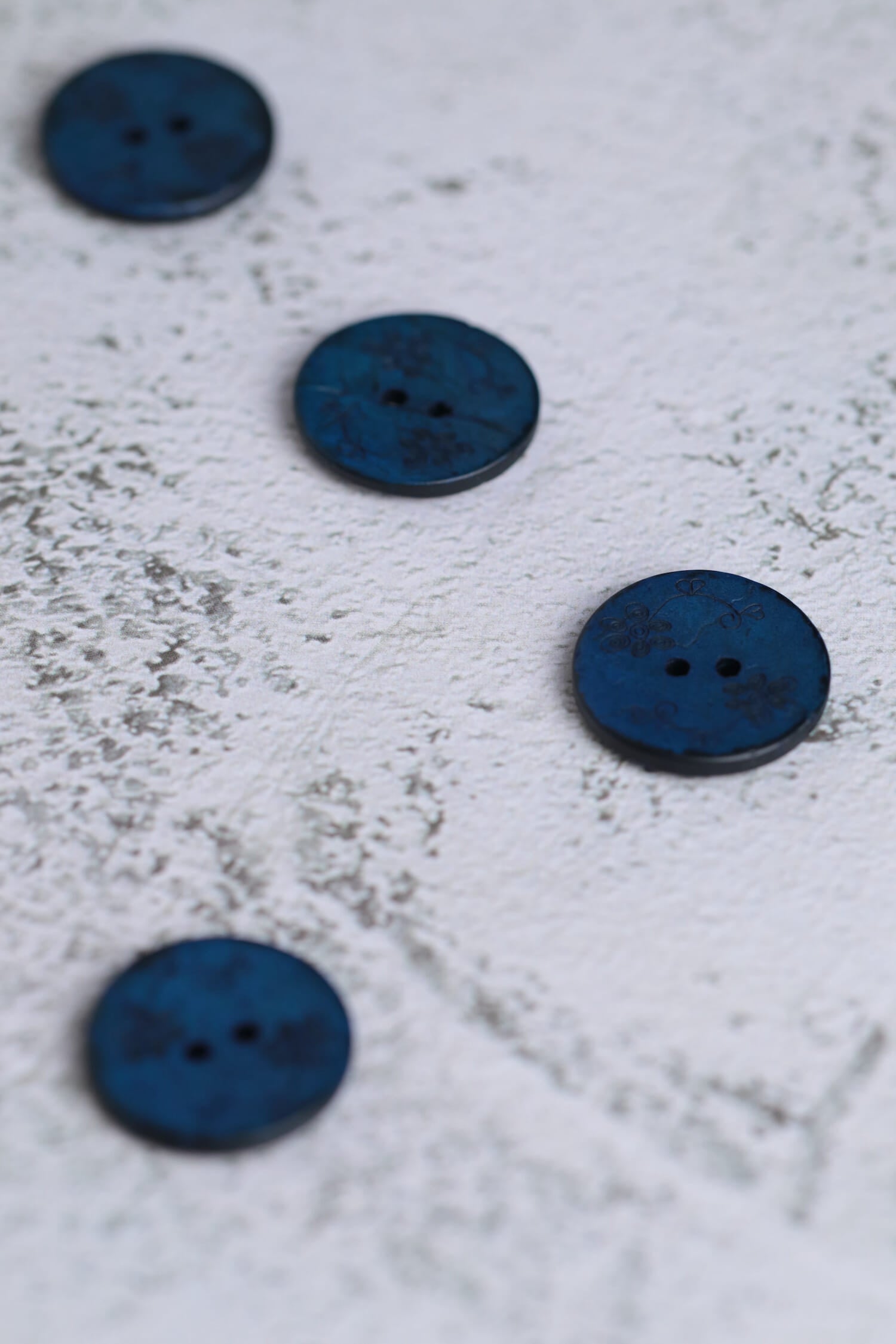 Coconut 2 Hole Small Flowers Indigo