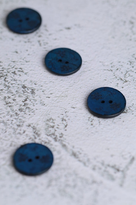 Coconut 2 Hole Small Flowers Indigo