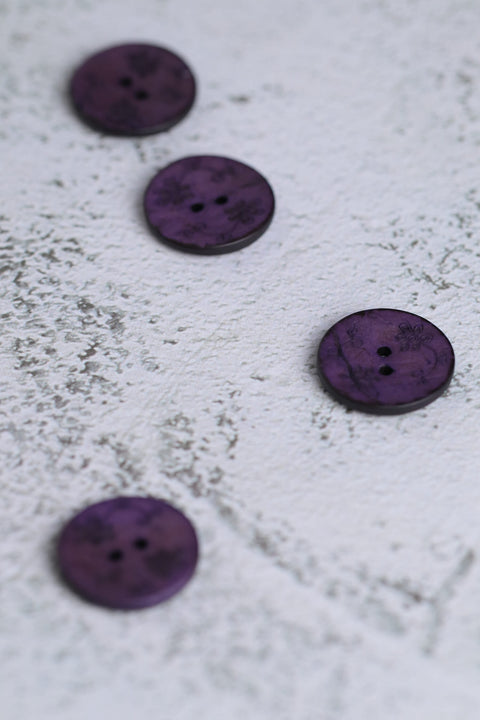 Coconut 2 Hole Small Flowers Violet