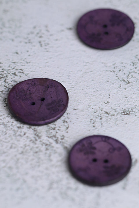 Coconut 2 Hole Small Flowers Violet