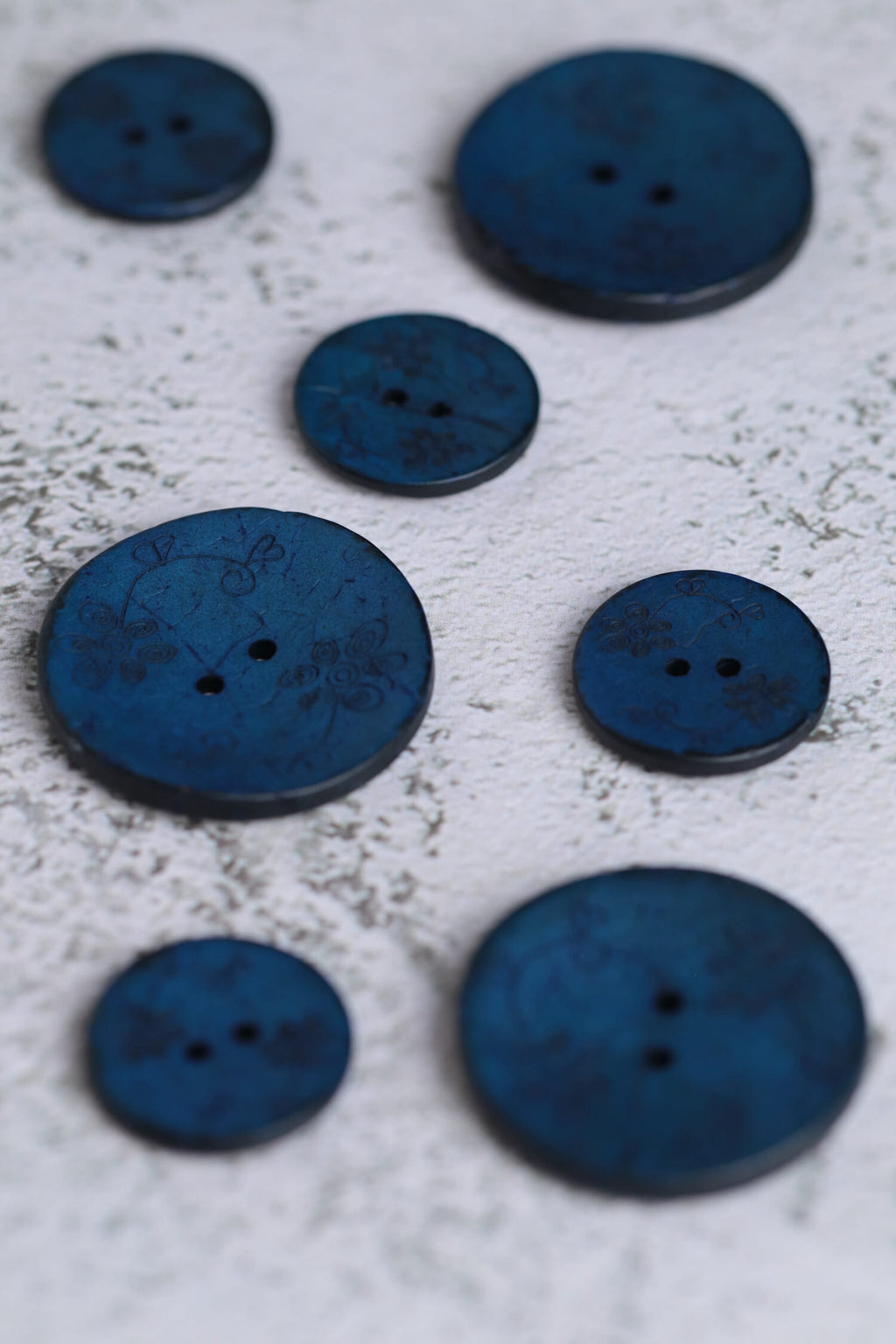 Coconut 2 Hole Small Flowers Indigo